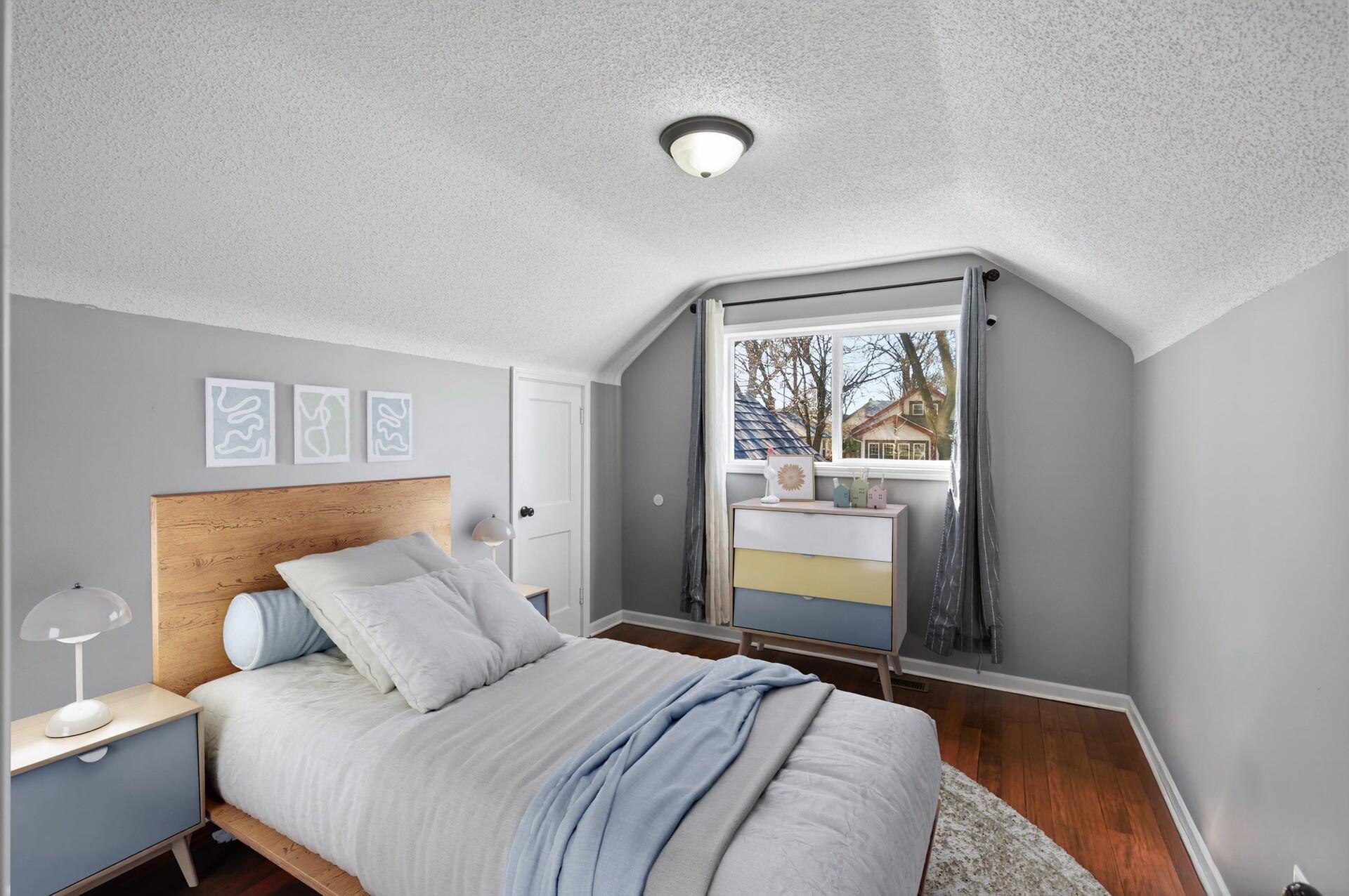 Upper Level Bedroom #4. Image has been virtually staged