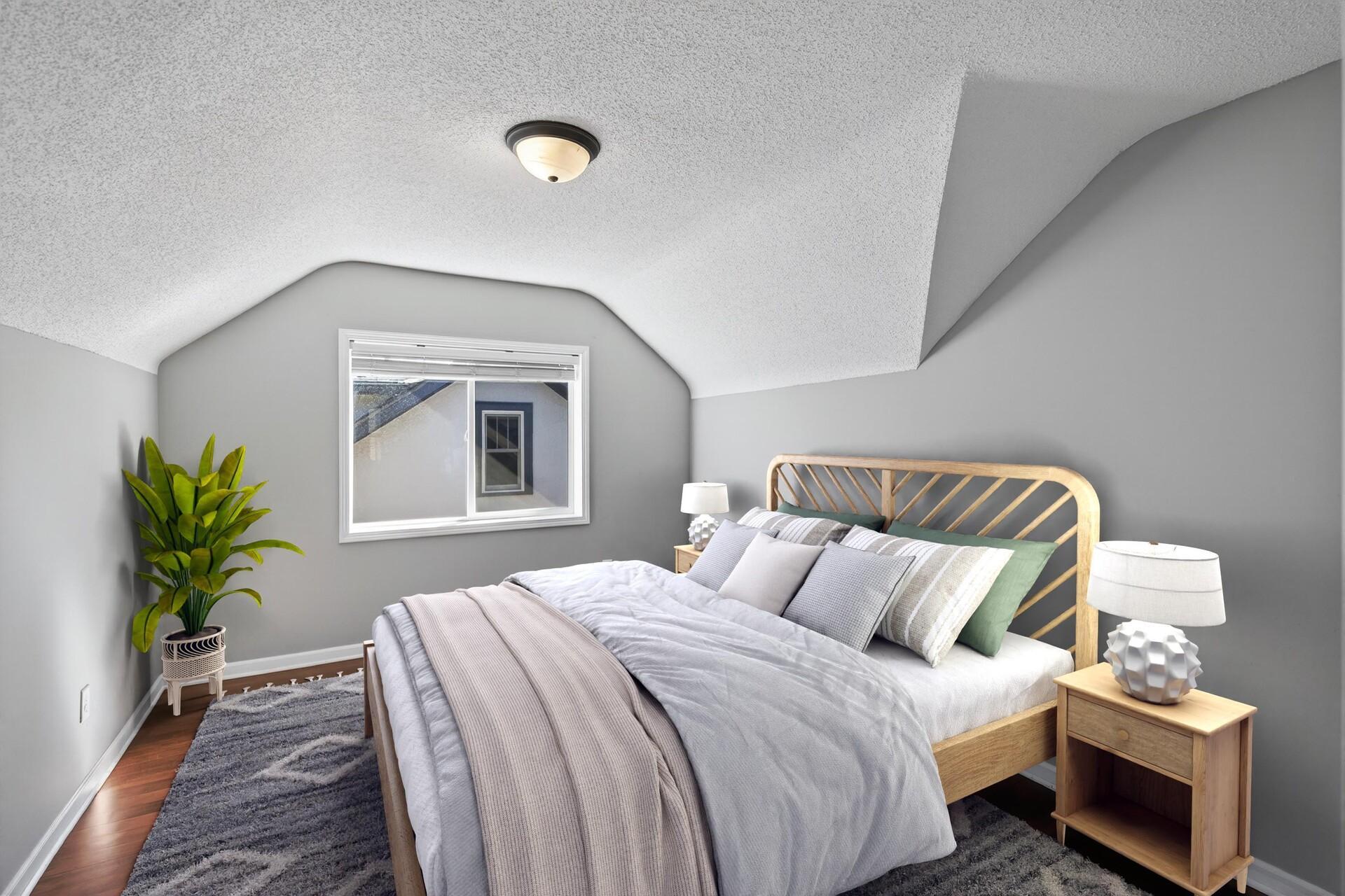 Upper Level Bedroom #3. Image has been virtually staged
