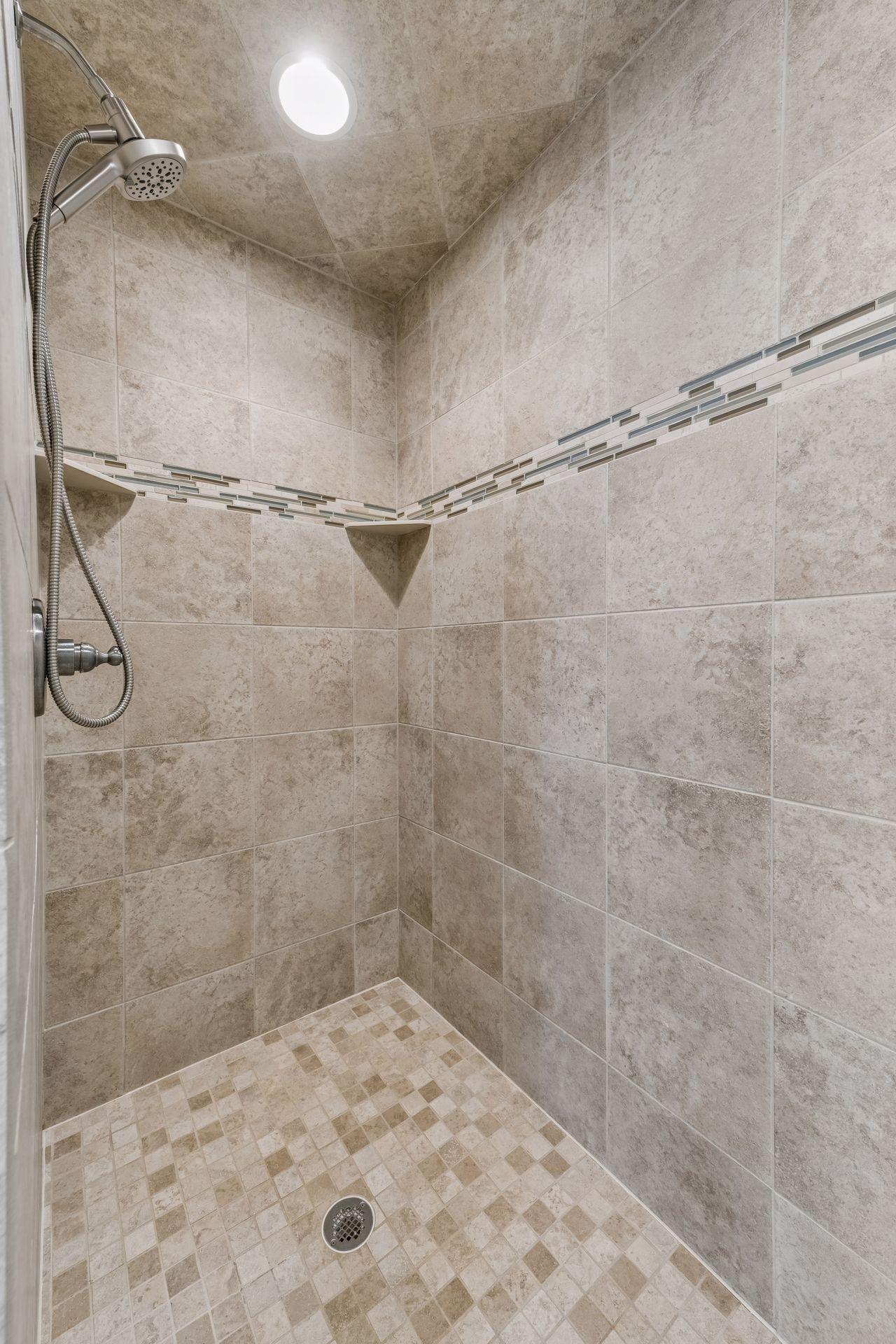 Large Walk-In Shower with Heated Floors!