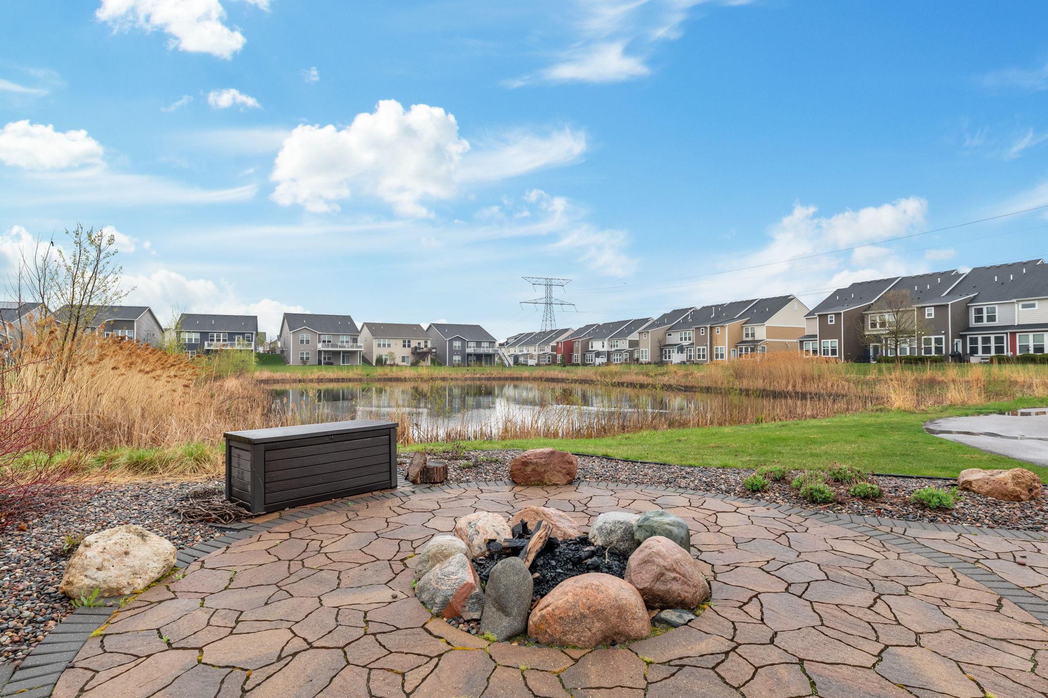 Enjoy quiet evenings around the firepit overlooking the pond.