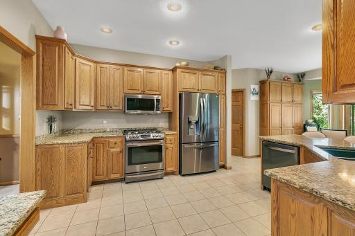 There is plenty of storage in al the raised panel cabinetry.