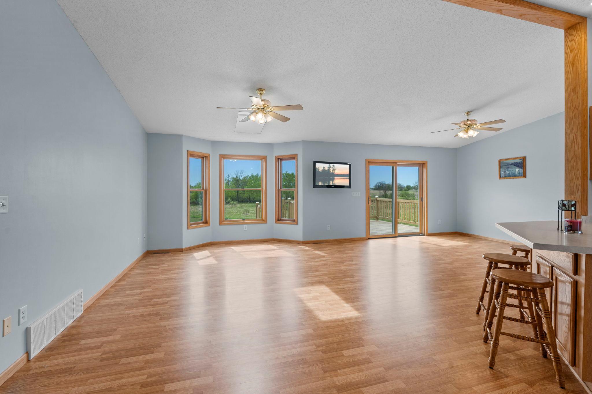 Living room and dining room