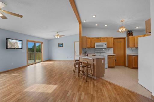 Open concept kitchen, dining, living room