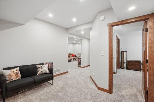 An abundance of recessed lighting and soft, plush carpet with upgraded carpet padding through-out.