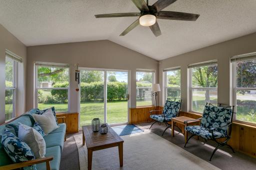 Vaulted ceiling and large windows and lots of natural light!