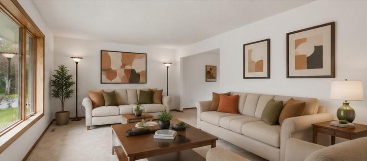Virtually staged formal living room