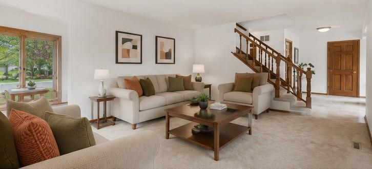 Virtually staged formal living room