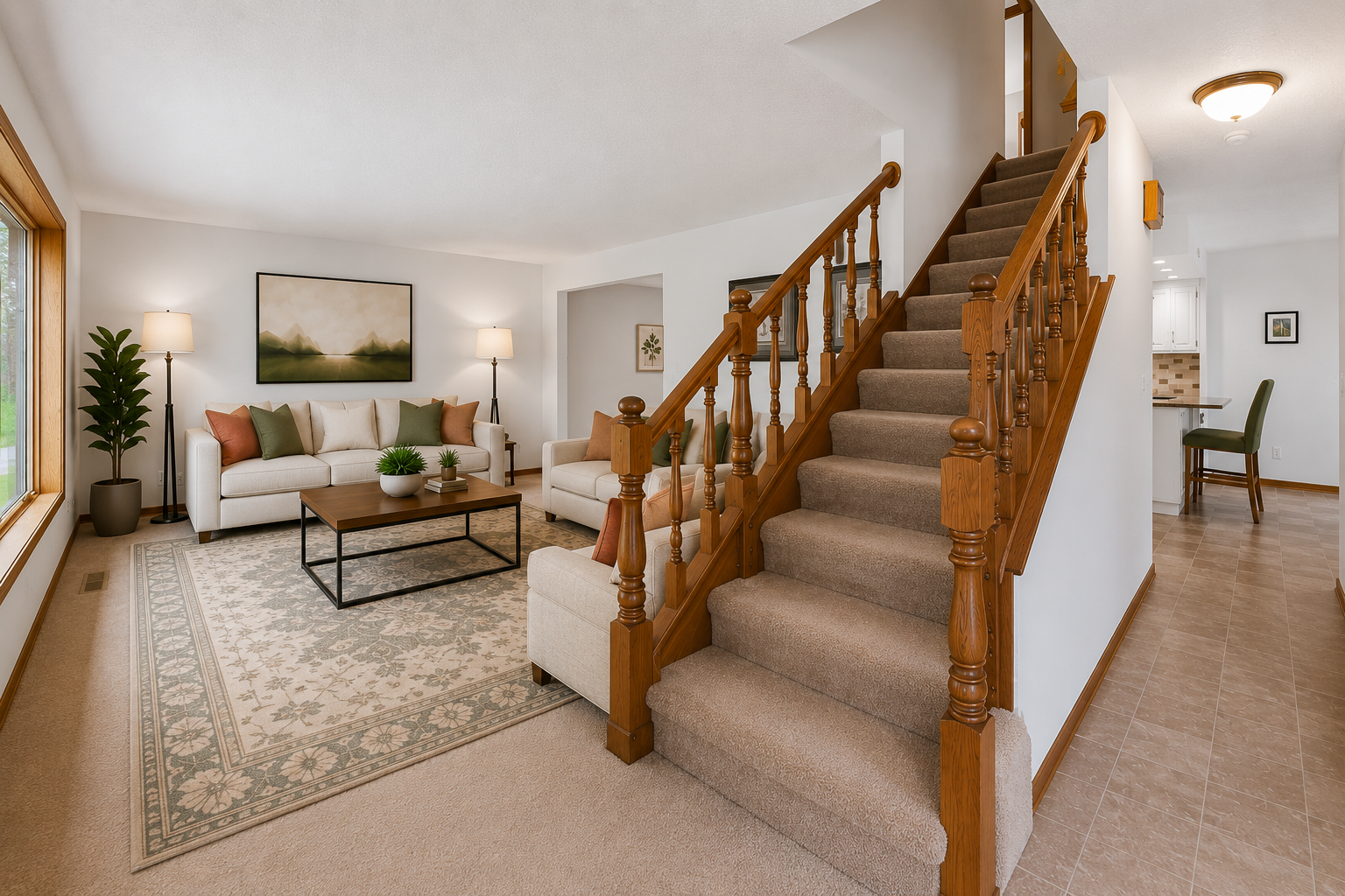 Virtually staged formal living room