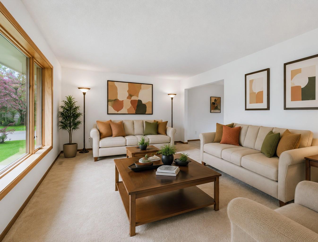 Virtually staged formal living room