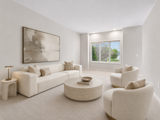 Virtually staged living room. Spacious Living Room with beautiful views.