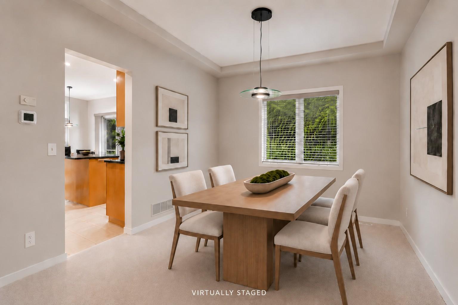 Virtually staged dining room.