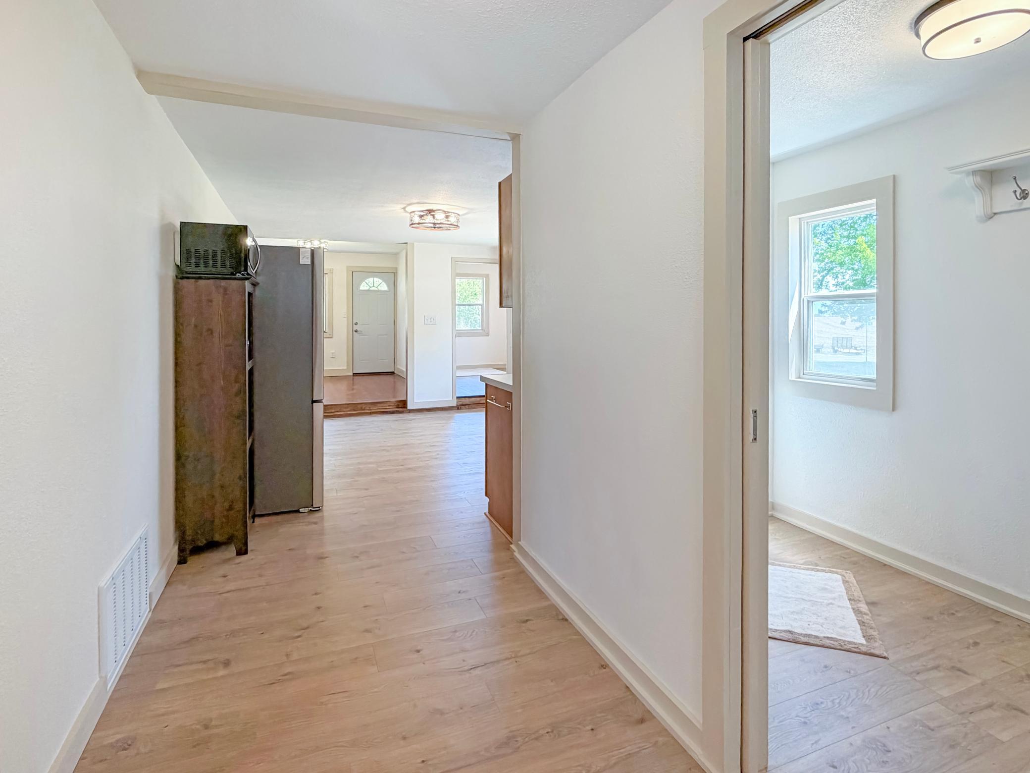 Back hallway, looking towards the kitchen