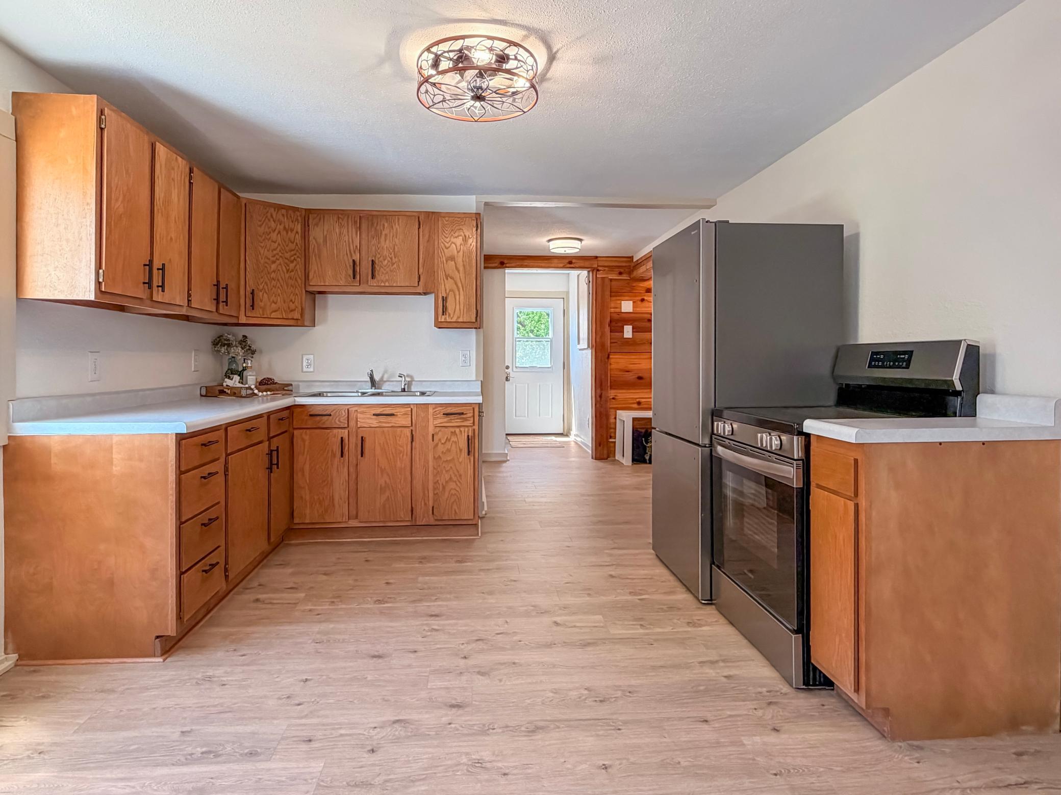 Kitchen area is open and welcoming