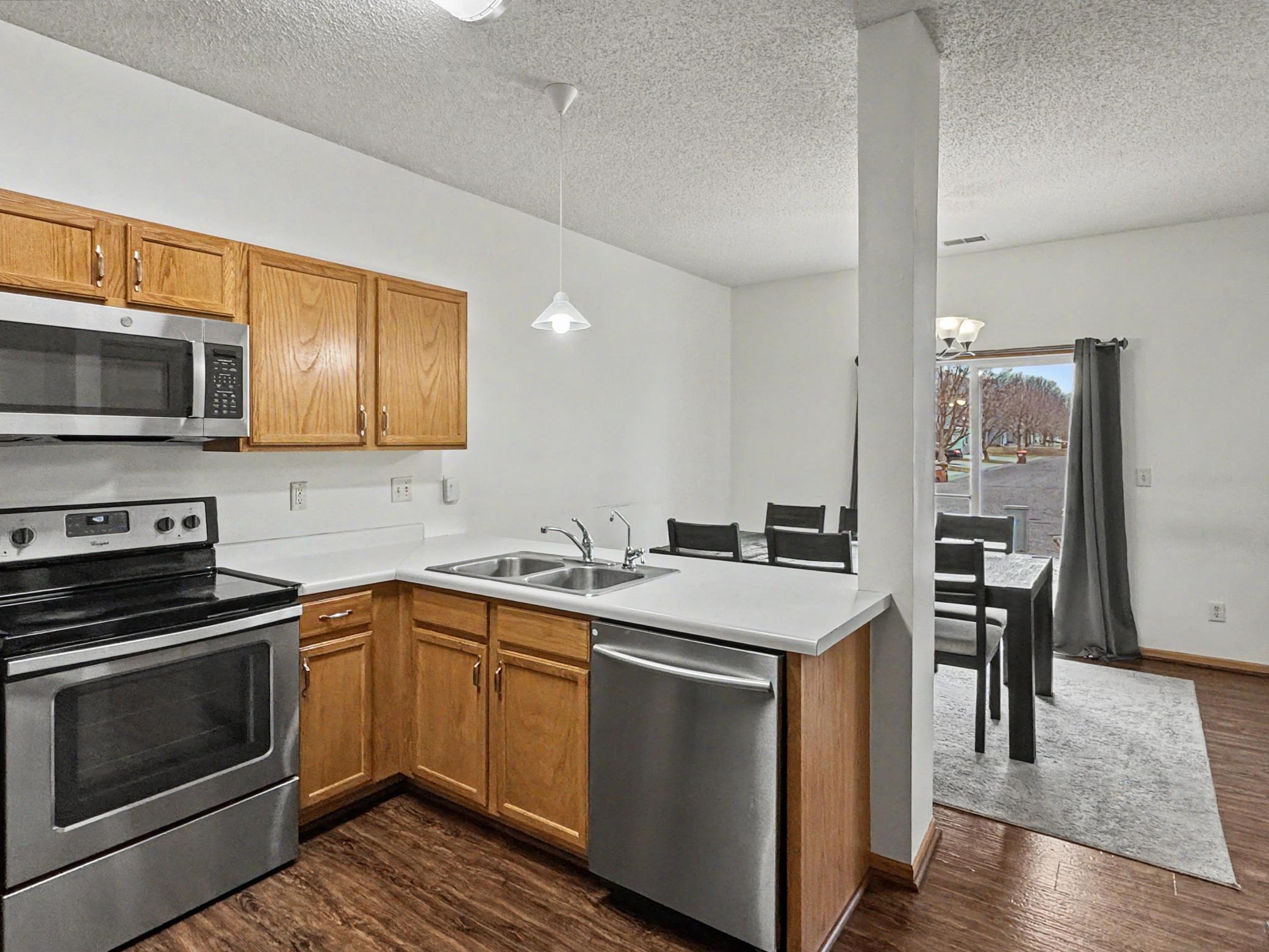 Look out onto your patio from the Kitchen
