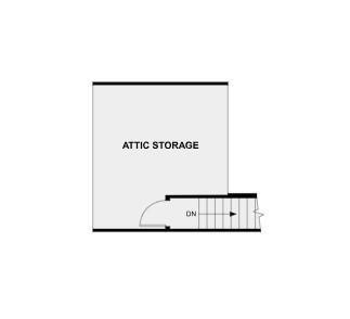 Attic storage with steps, over garage area