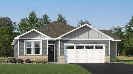 (Exterior rendering, actual home's finishes will vary.)