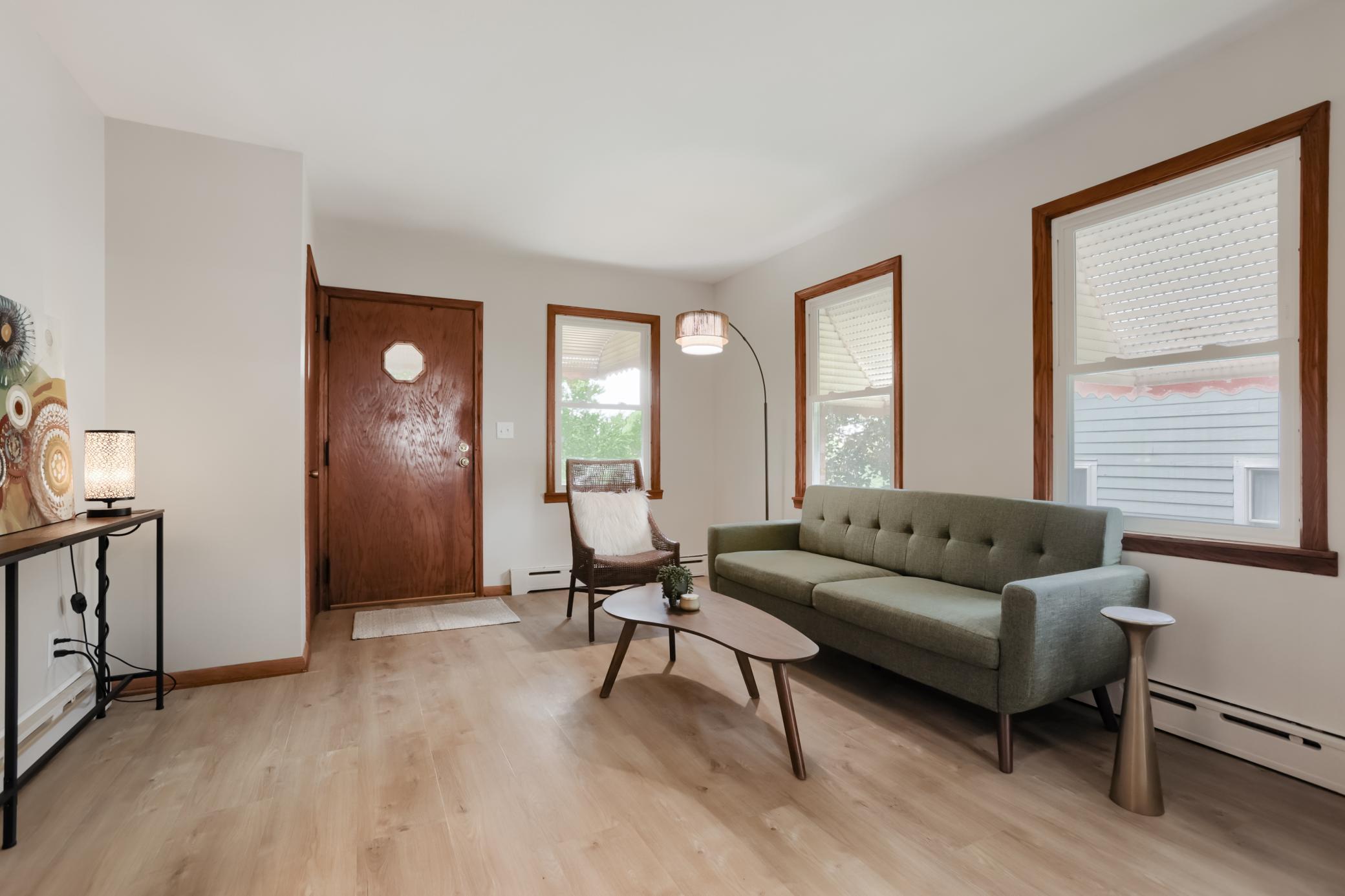 Inside the living room you'll find fresh paint and new LVP flooring.