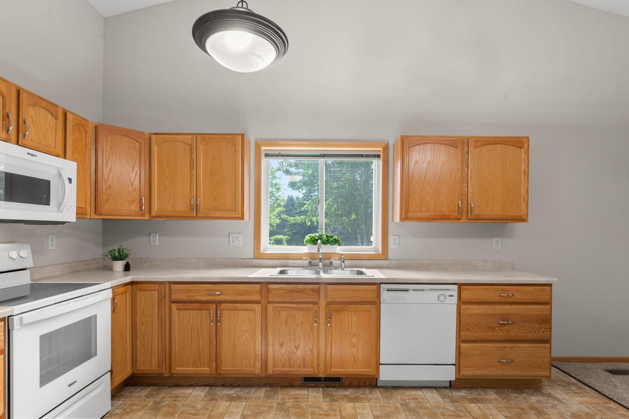 This end unit offers a sunny kitchen window