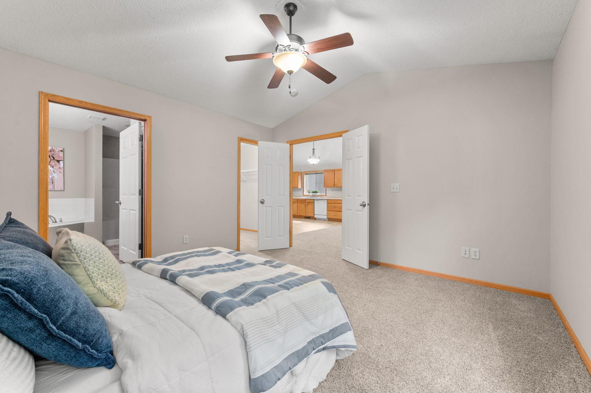 Spacious and vaulted primary bedroom