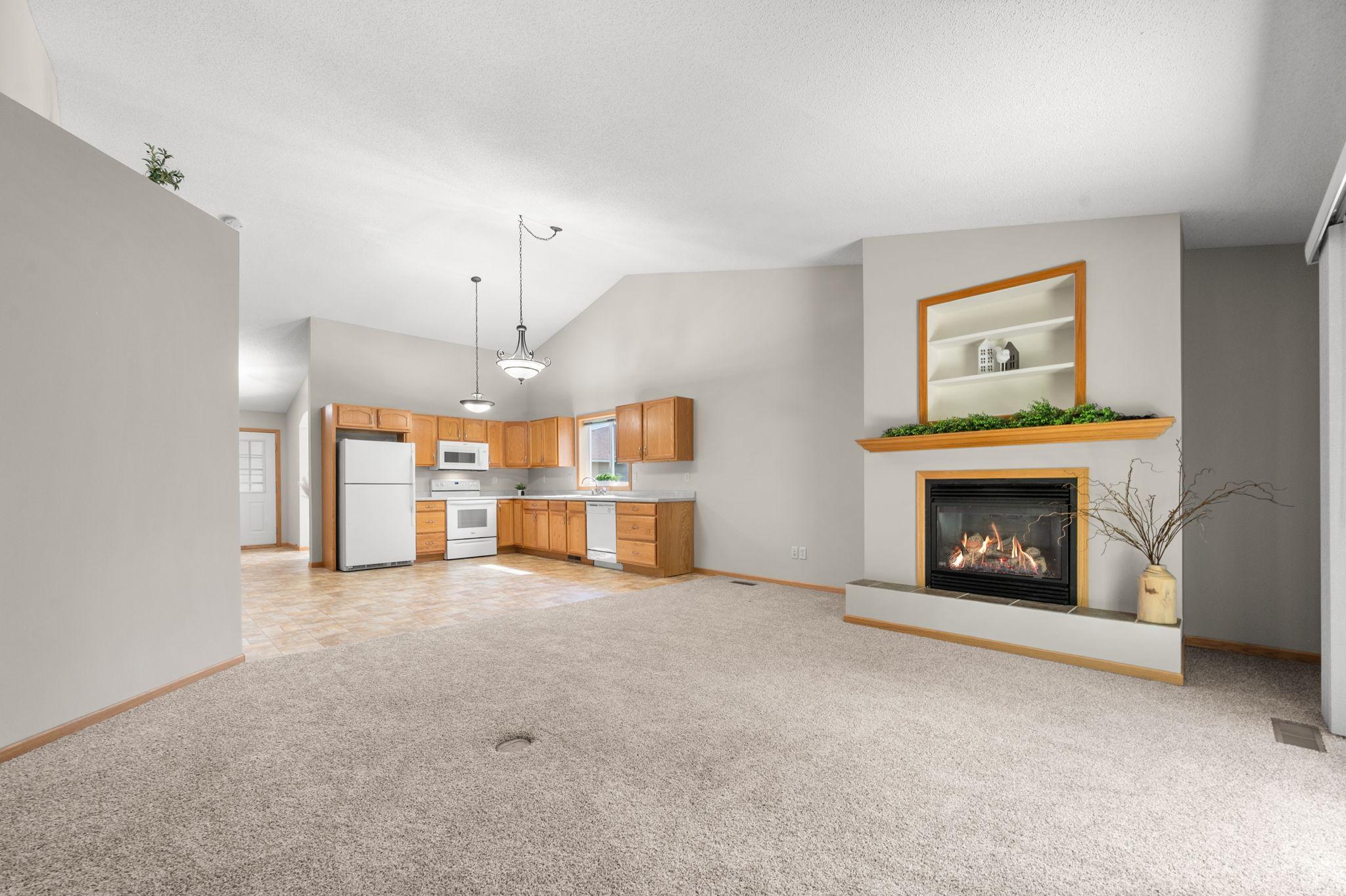 Enjoy a cozy fire with gas fireplace,