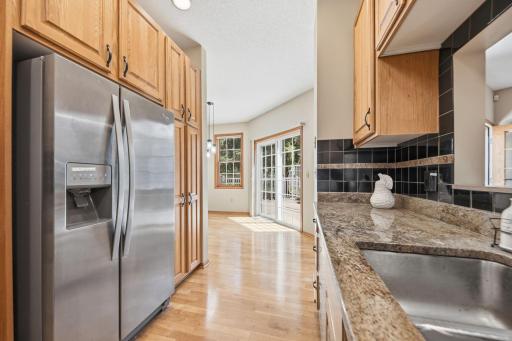 In this view, you catch a glimpse of the casual dining area...