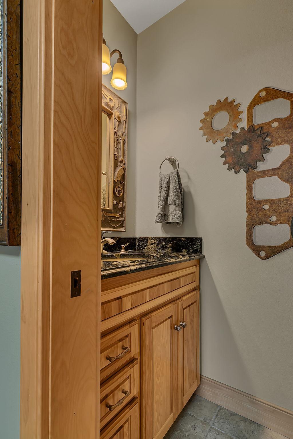 Lower level 1/2 bathroom for guests convenience.