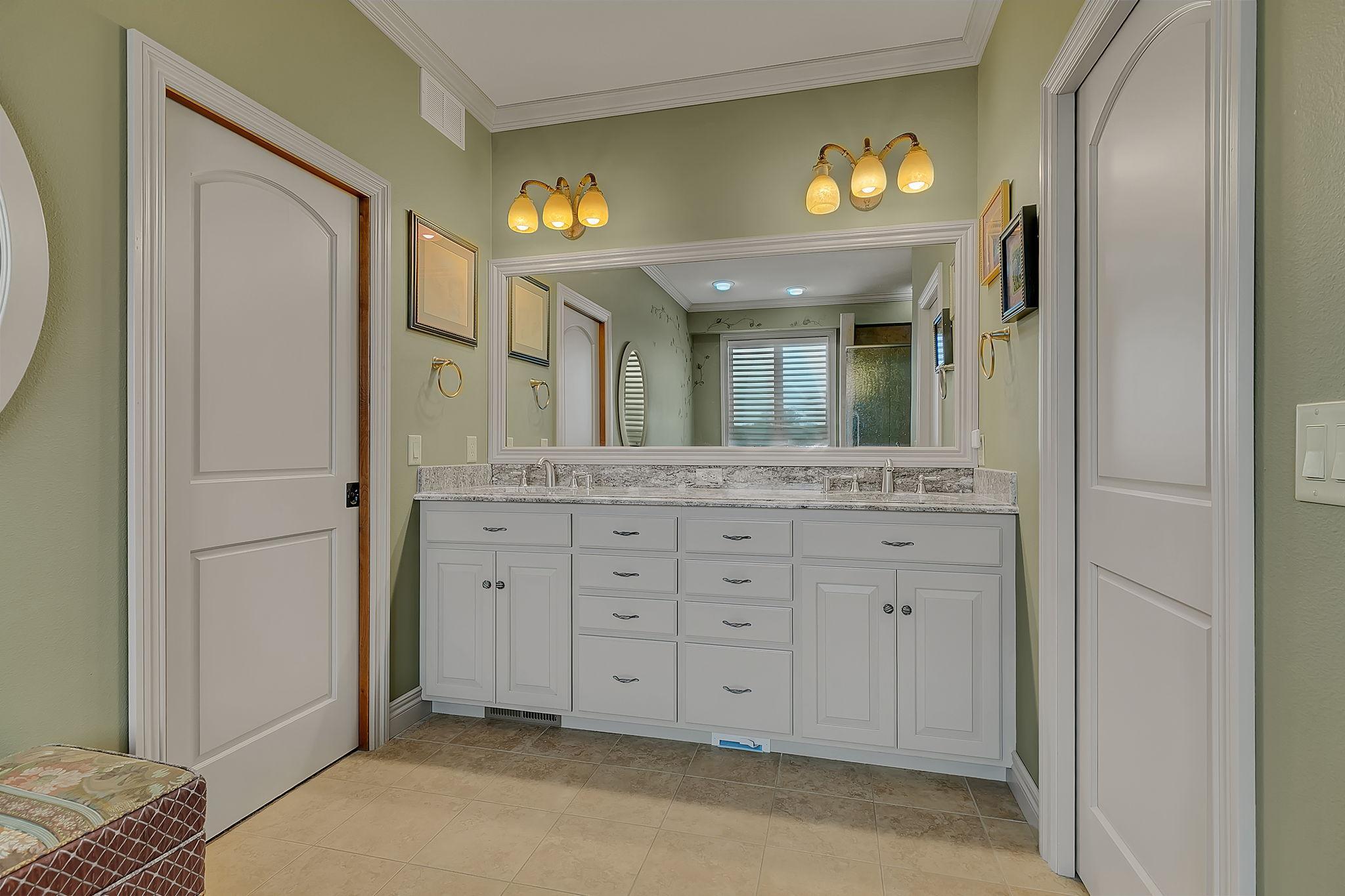 Dual vanity for easy morning routines.