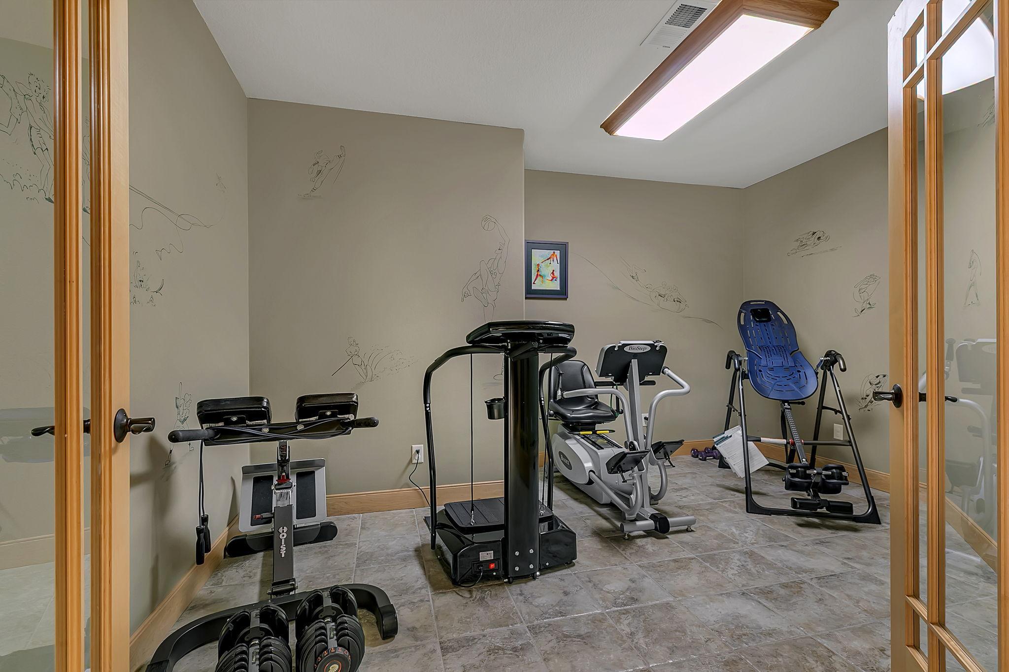 Home exercise room supports an active and healthy lifestyle.