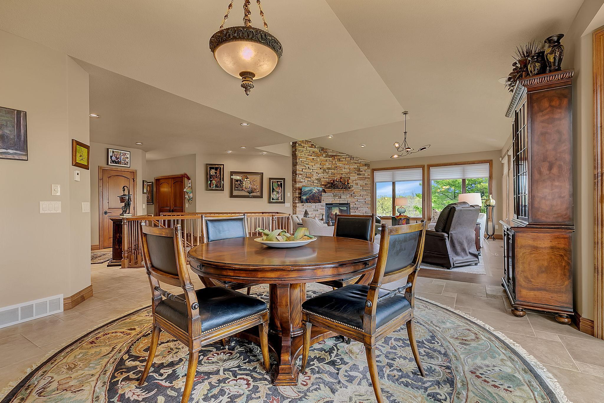 Comfortable space designed for shared meals and gatherings. Tasteful selections continue with this tiled area.