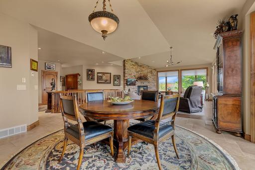 Comfortable space designed for shared meals and gatherings. Tasteful selections continue with this tiled area.