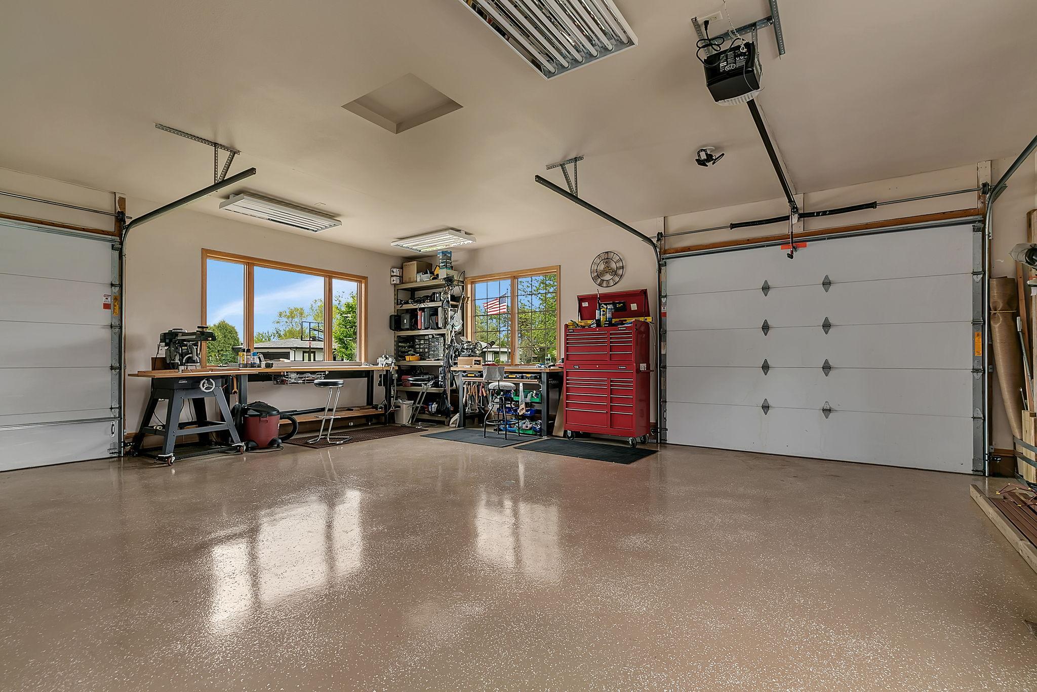 A look inside of the detached accessory garage.