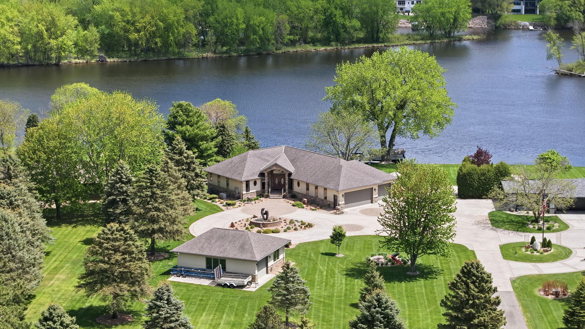Sweeping aerial views showcase the home from every angle.