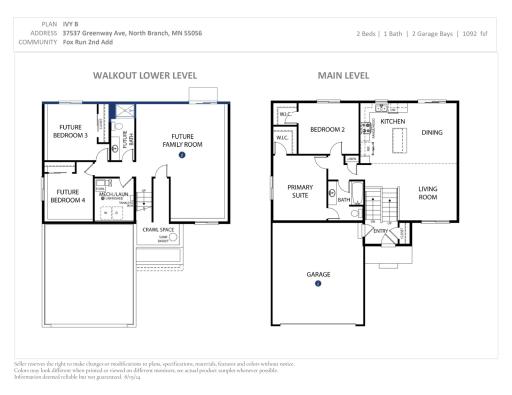 Floor Plan. Photos and renderings may not depict actual plan, materials, & finishes may vary. All measurements are approximate.