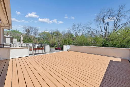 Recently stained LARGE deck space (21x19.4) overlooking nature space, great place for entertaining and hanging out and relaxing.