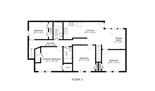 Floor 3 (Unit #2 Upper Level) Blue Print (4bd/2bath)