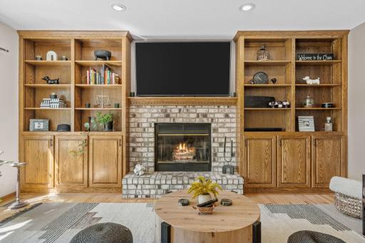 Custom Built-Ins & Wood Burning Fireplace