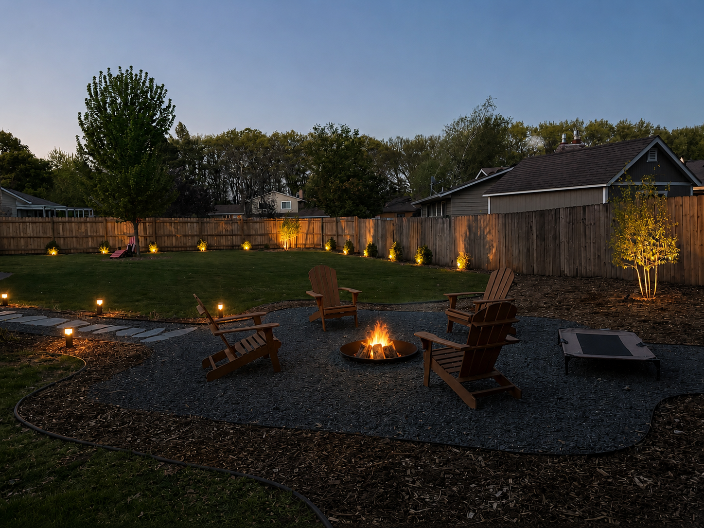 Twilight Photo to Showcase Landscape Lighting - To Remain w/ Home