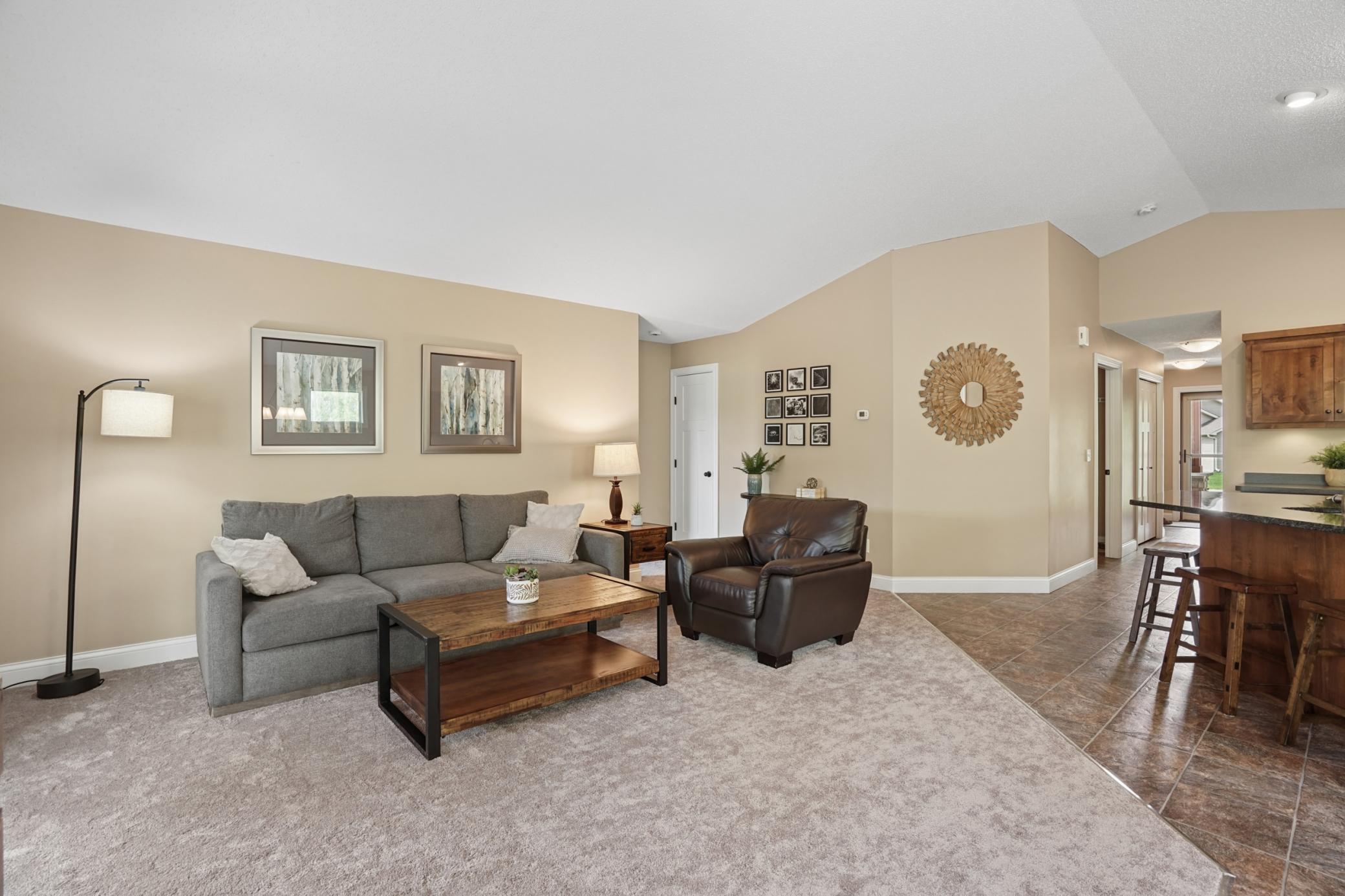 Living room has new carpet