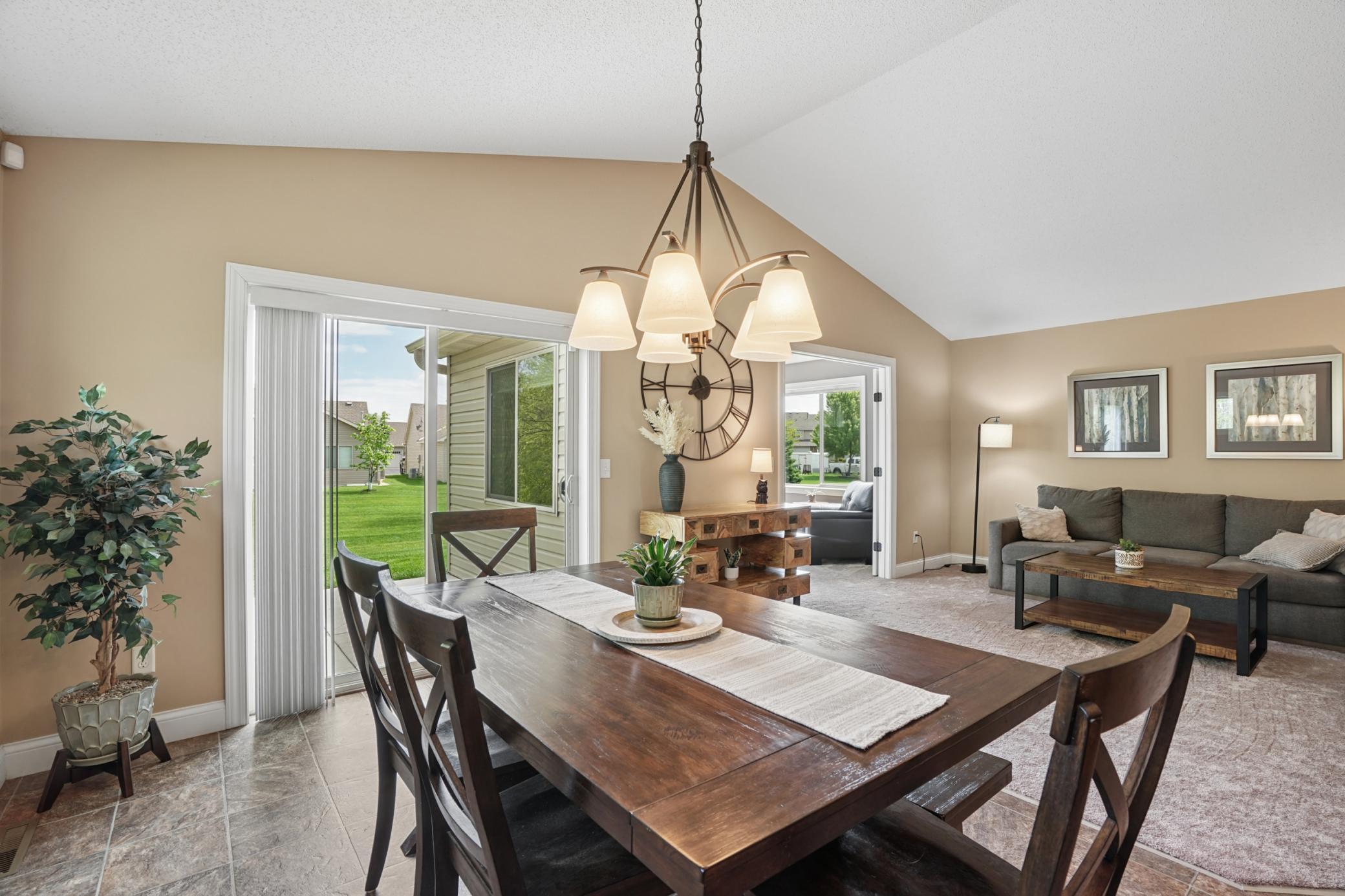 Spacious dining room leads to the patio