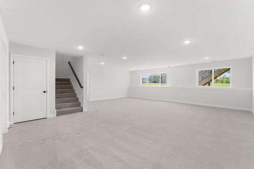 Lower Level Family Room with Lookout Windows