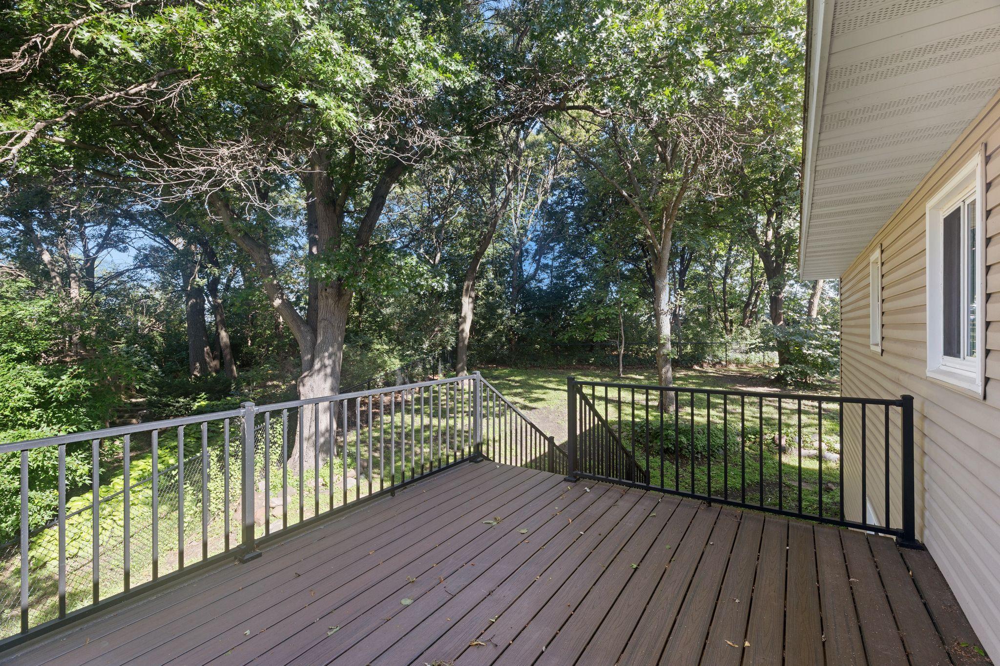 Maintenance free decking with stairs to the yard