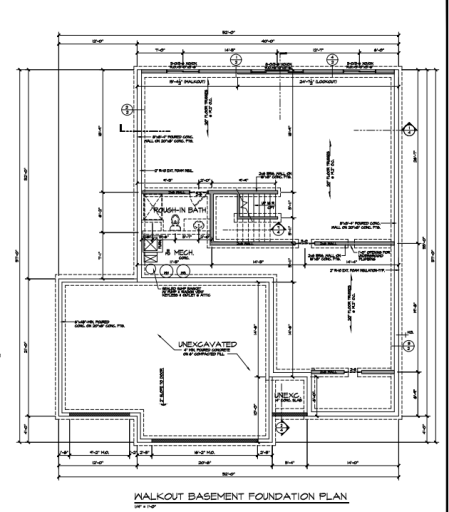 Lower Level Floor Plan (Unfinished Lookout Windows)