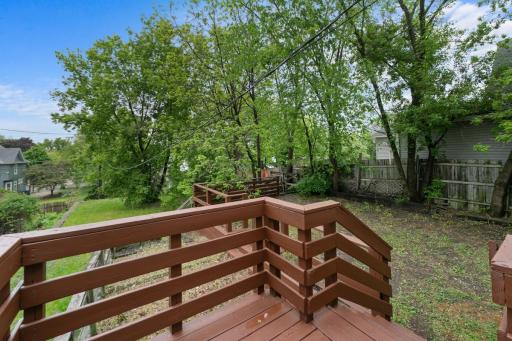 Deck off back of home has a nice area for entertaining