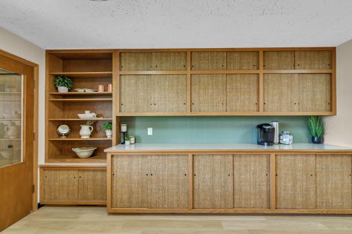 Versatile nook ideal for a coffee station or beverage center.