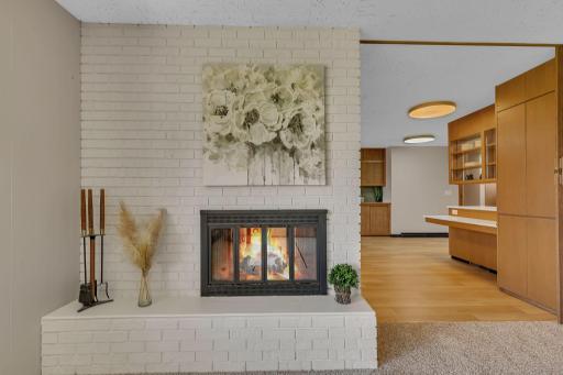 Impeccably crafted bricked in fireplace.