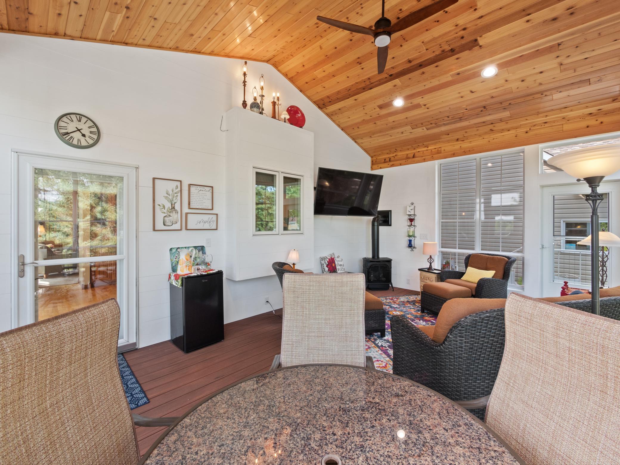 A great space to enjoy football games with easy access to your deck for grilling out.