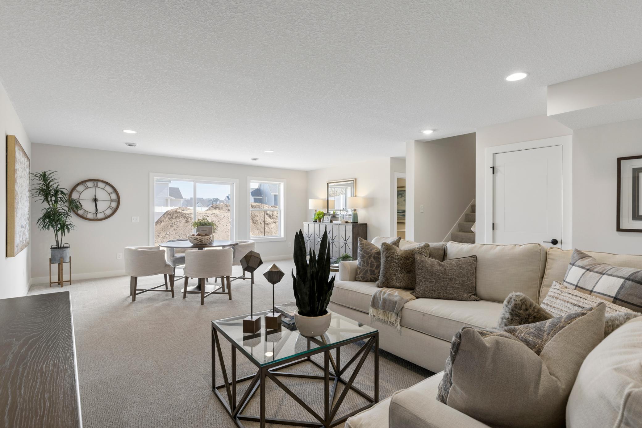Large family room in walkout basement.