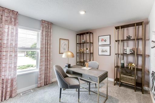 Change it up a little by making the 4th bedroom your own private office space. *Model home, colors and finishes will vary.
