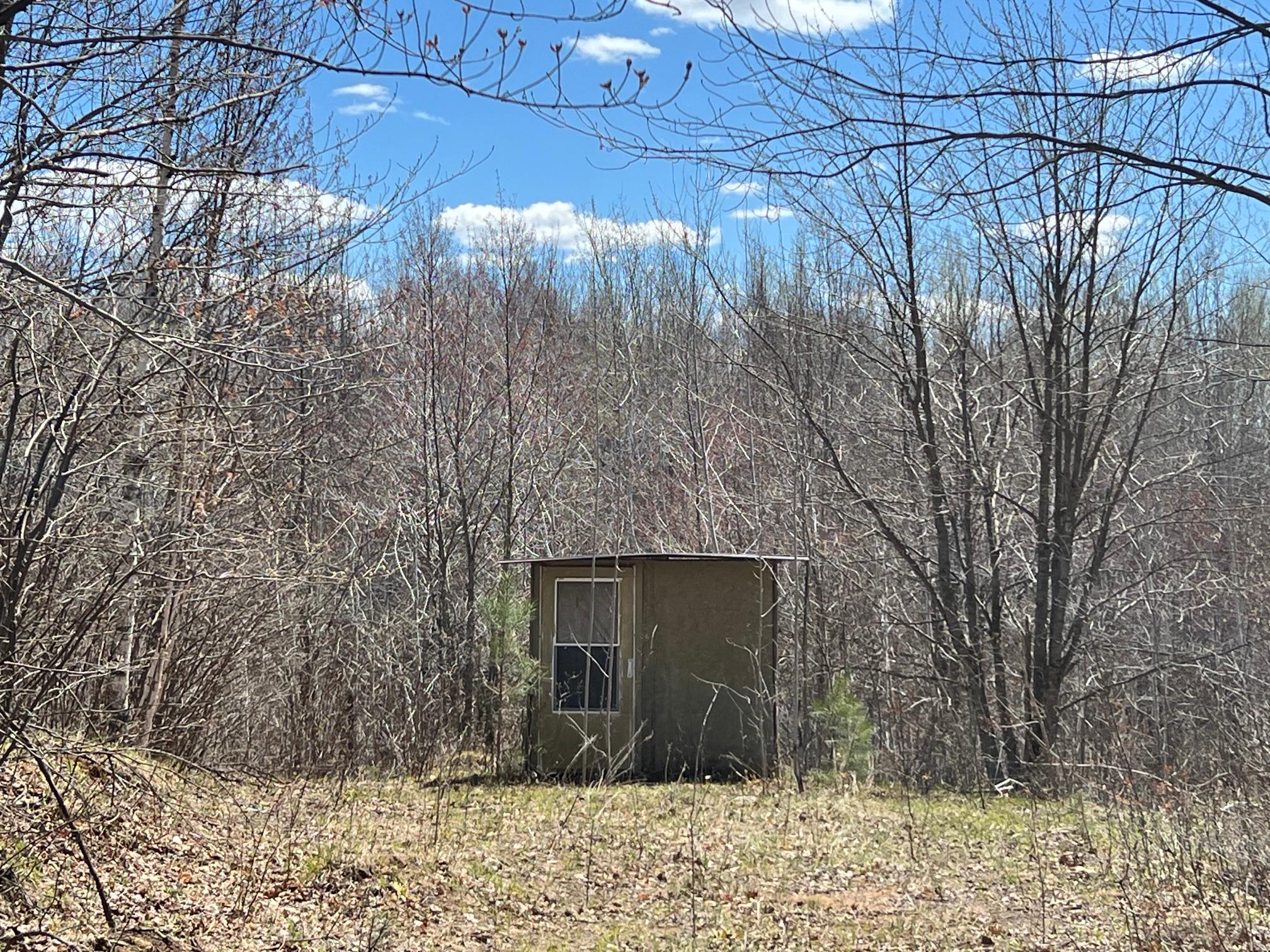 Hunting blinds scattered across the property