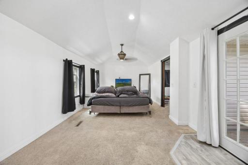 big room with vaulted cielings offers lots of options